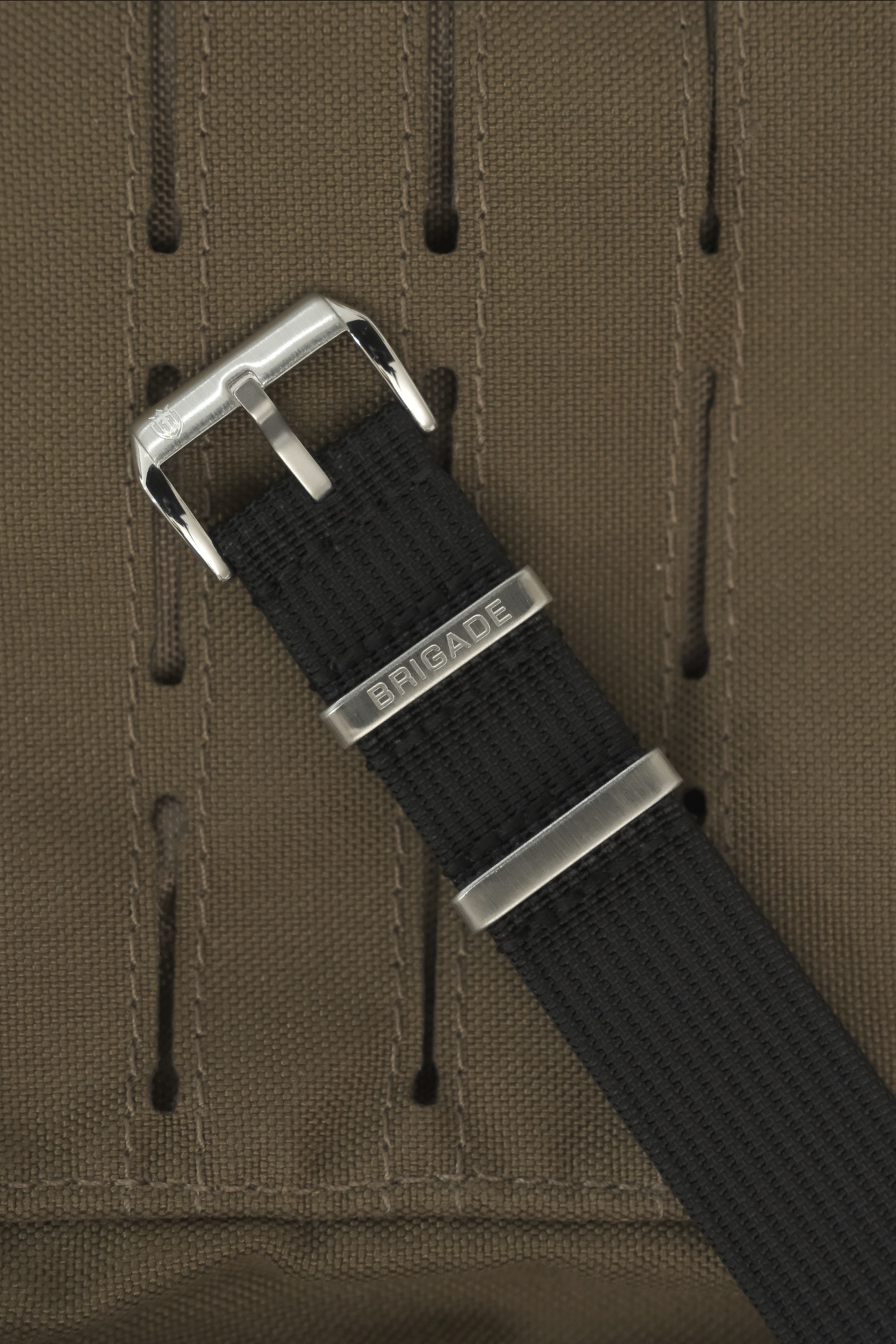 Brigade: Black - Ribbed Nylon Watch Strap