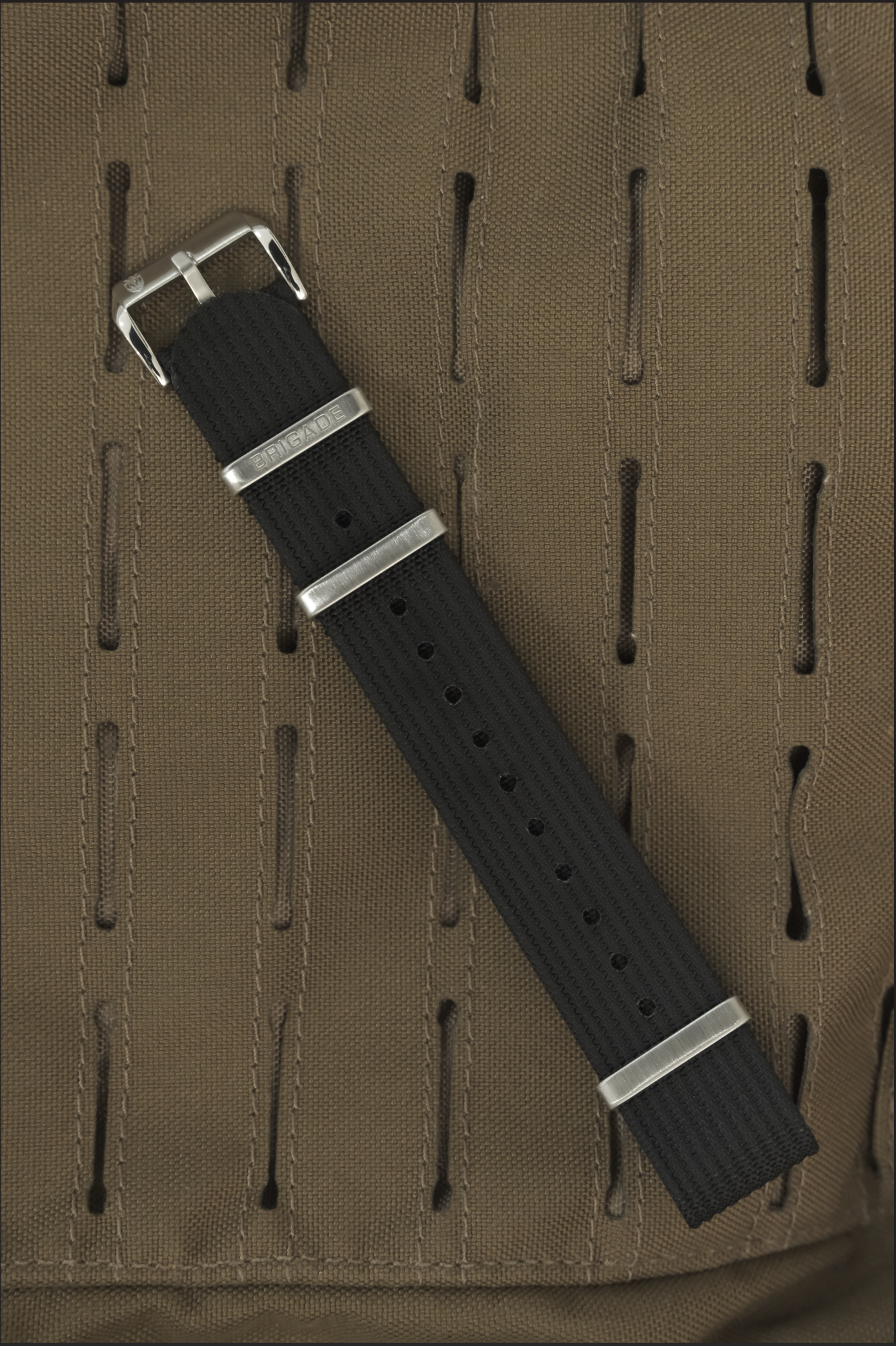 Brigade: Black - Ribbed Nylon Watch Strap
