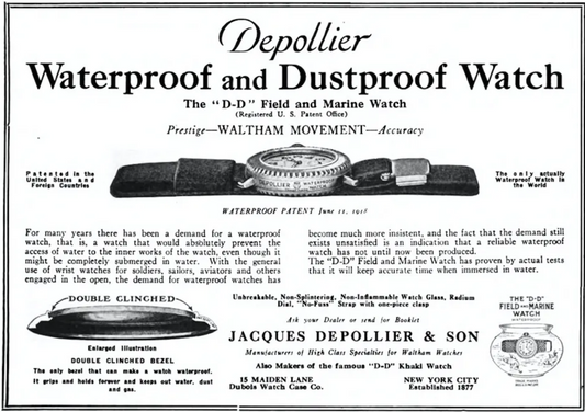 The First Waterproof Wristwatch was American? The Depollier Field & Marine