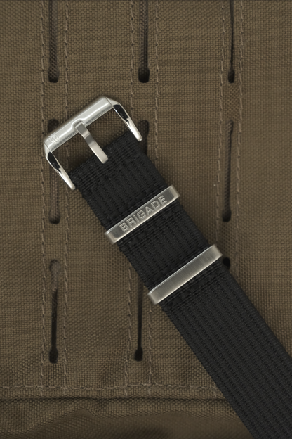 Brigade: Black - Ribbed Nylon Watch Strap