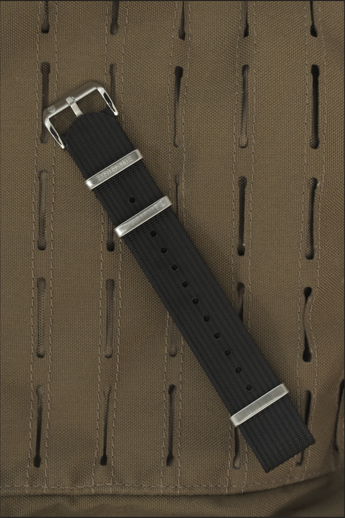 Brigade: Black - Ribbed Nylon Watch Strap