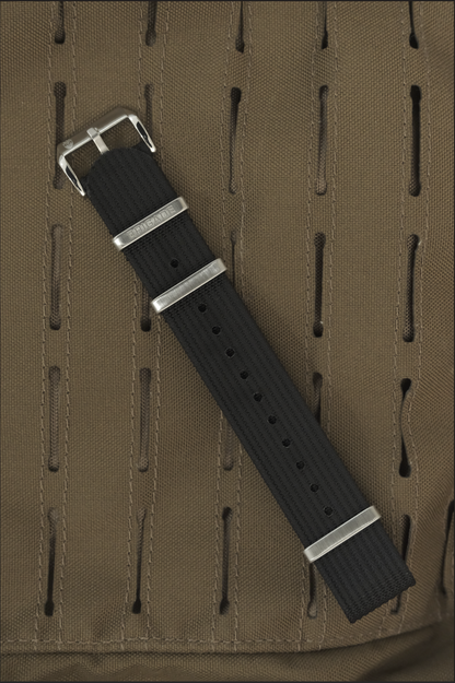 Brigade: Black - Ribbed Nylon Watch Strap