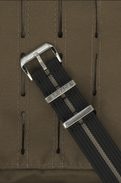 Brigade: Black / Gold - Ribbed Nylon Watch Strap