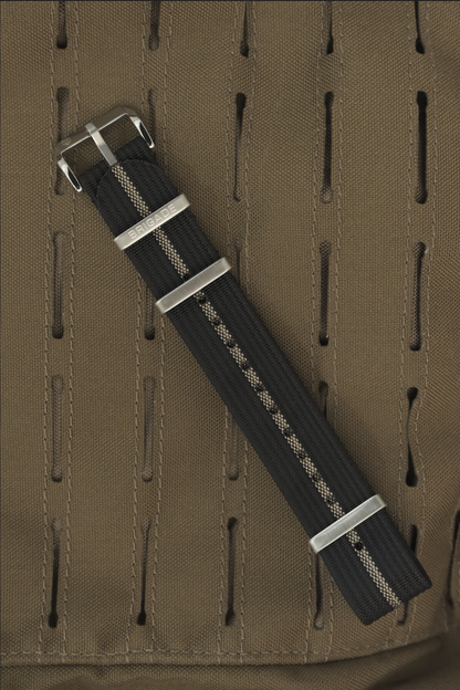 Brigade: Black / Gold - Ribbed Nylon Watch Strap