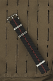 Brigade: Black / Red - Ribbed Nylon Watch Strap
