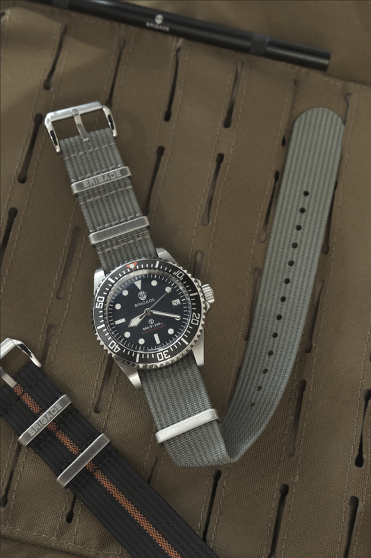 Brigade: Grey - Ribbed Nylon Watch Strap