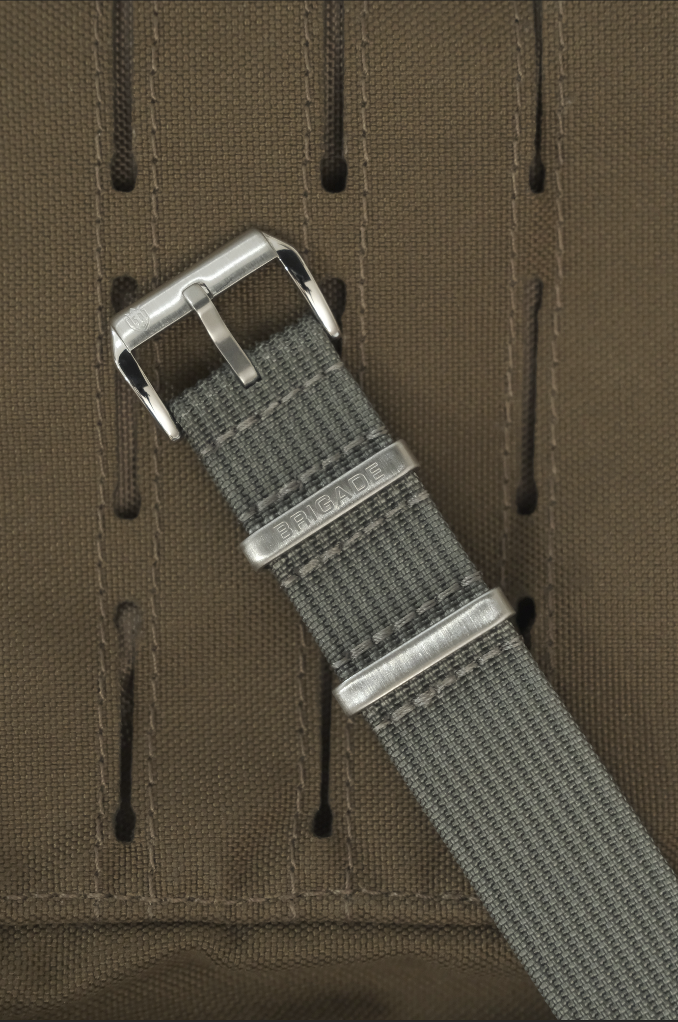 Brigade: Grey - Ribbed Nylon Watch Strap