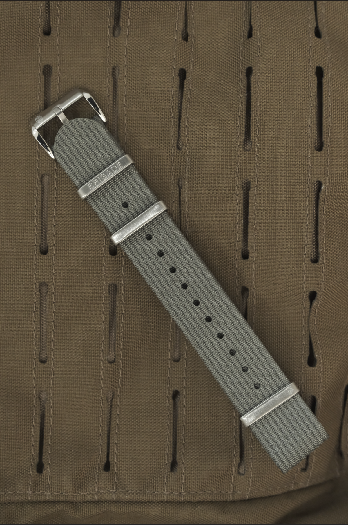 Brigade: Grey - Ribbed Nylon Watch Strap