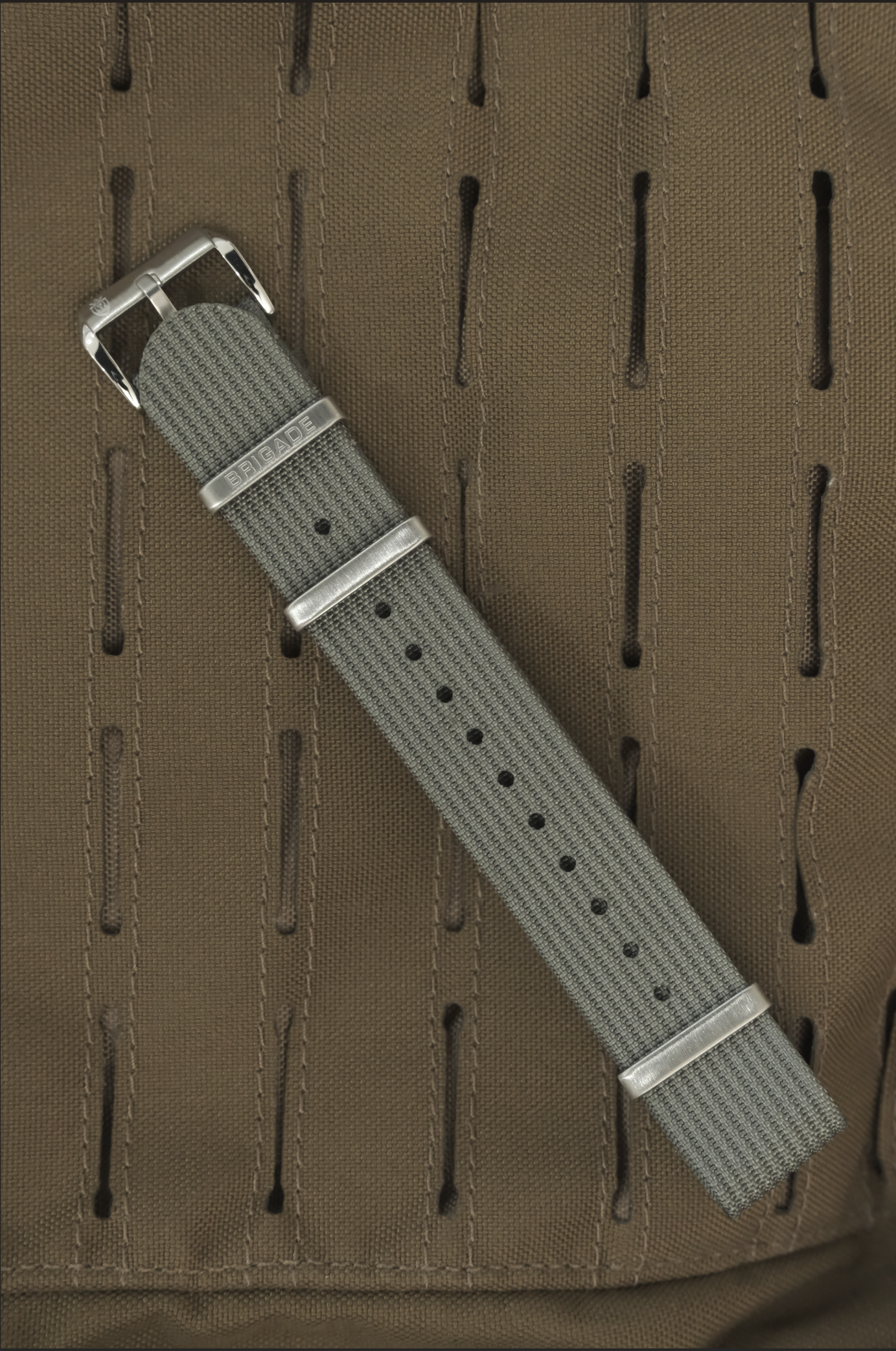 Brigade: Grey - Ribbed Nylon Watch Strap