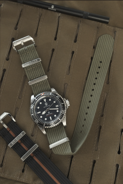 Brigade: OD Green - Ribbed Nylon Watch Strap