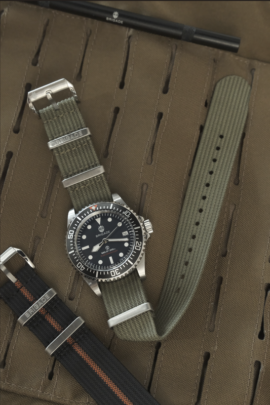 Brigade: OD Green - Ribbed Nylon Watch Strap