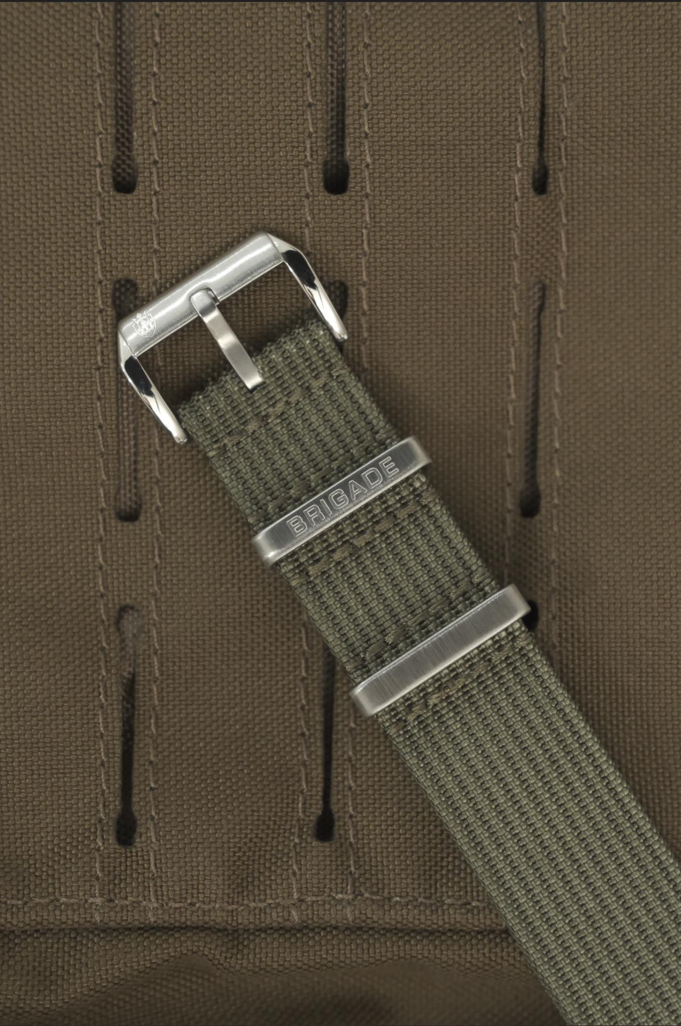 Brigade: OD Green - Ribbed Nylon Watch Strap