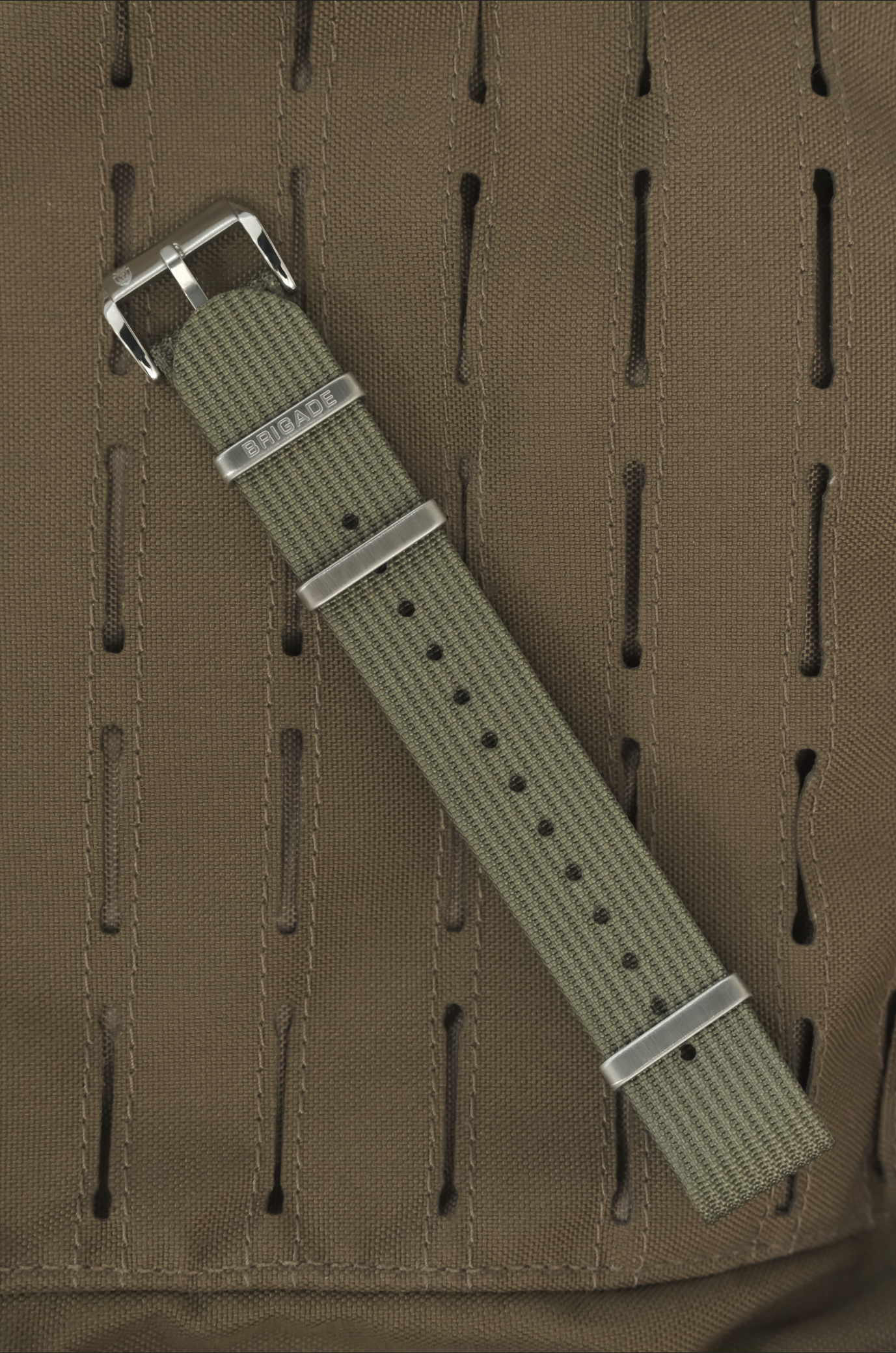 Brigade: OD Green - Ribbed Nylon Watch Strap