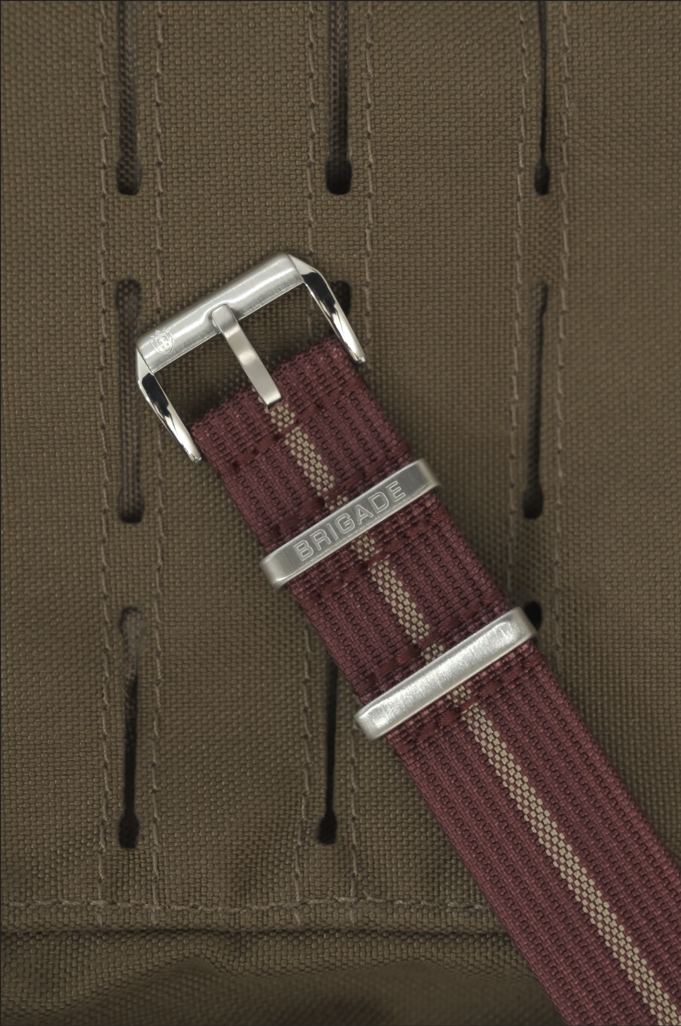 Brigade: Red / Gold - Ribbed Nylon Watch Strap