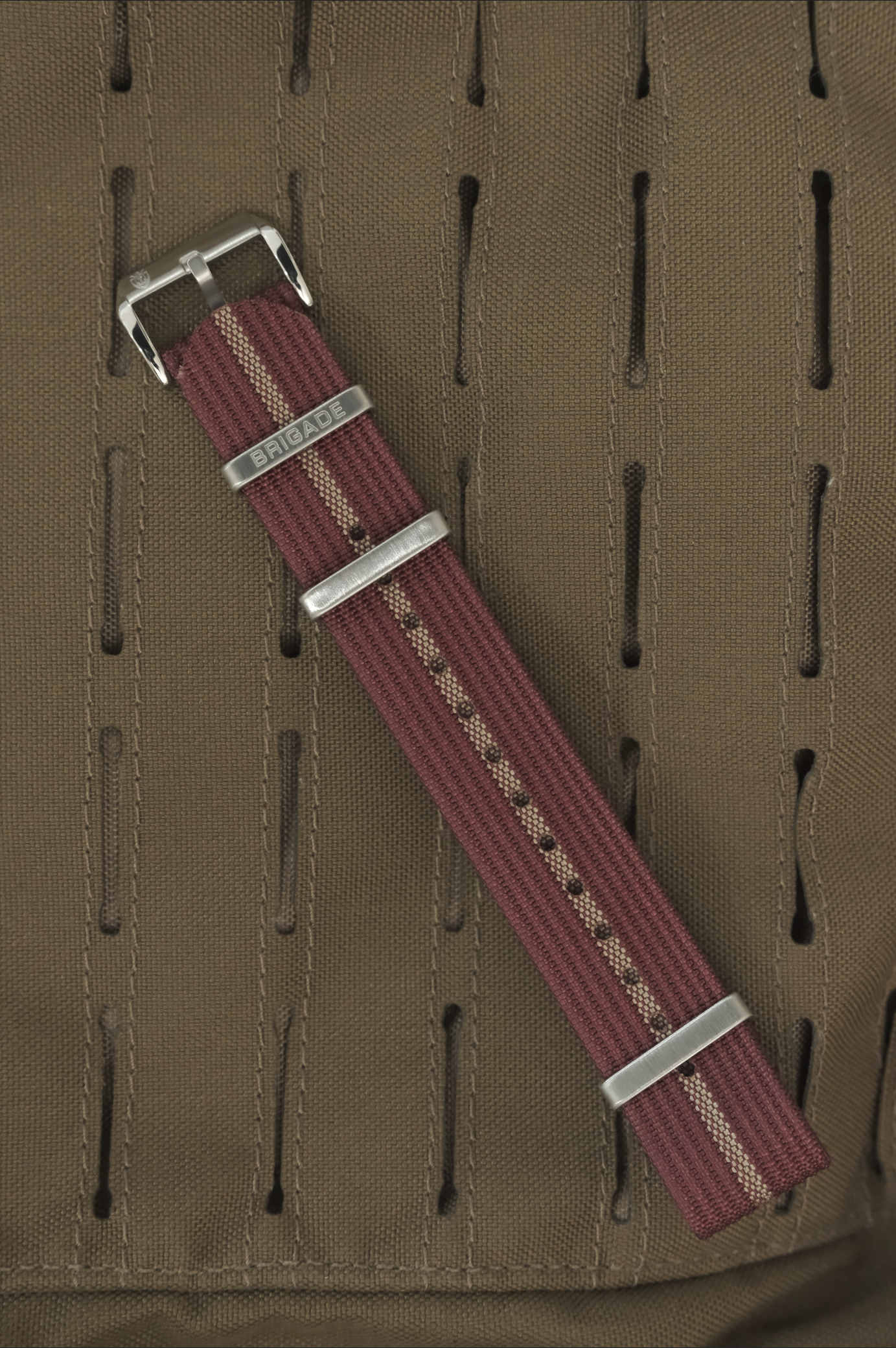 Brigade: Red / Gold - Ribbed Nylon Watch Strap