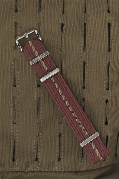 Brigade: Red / Gold - Ribbed Nylon Watch Strap